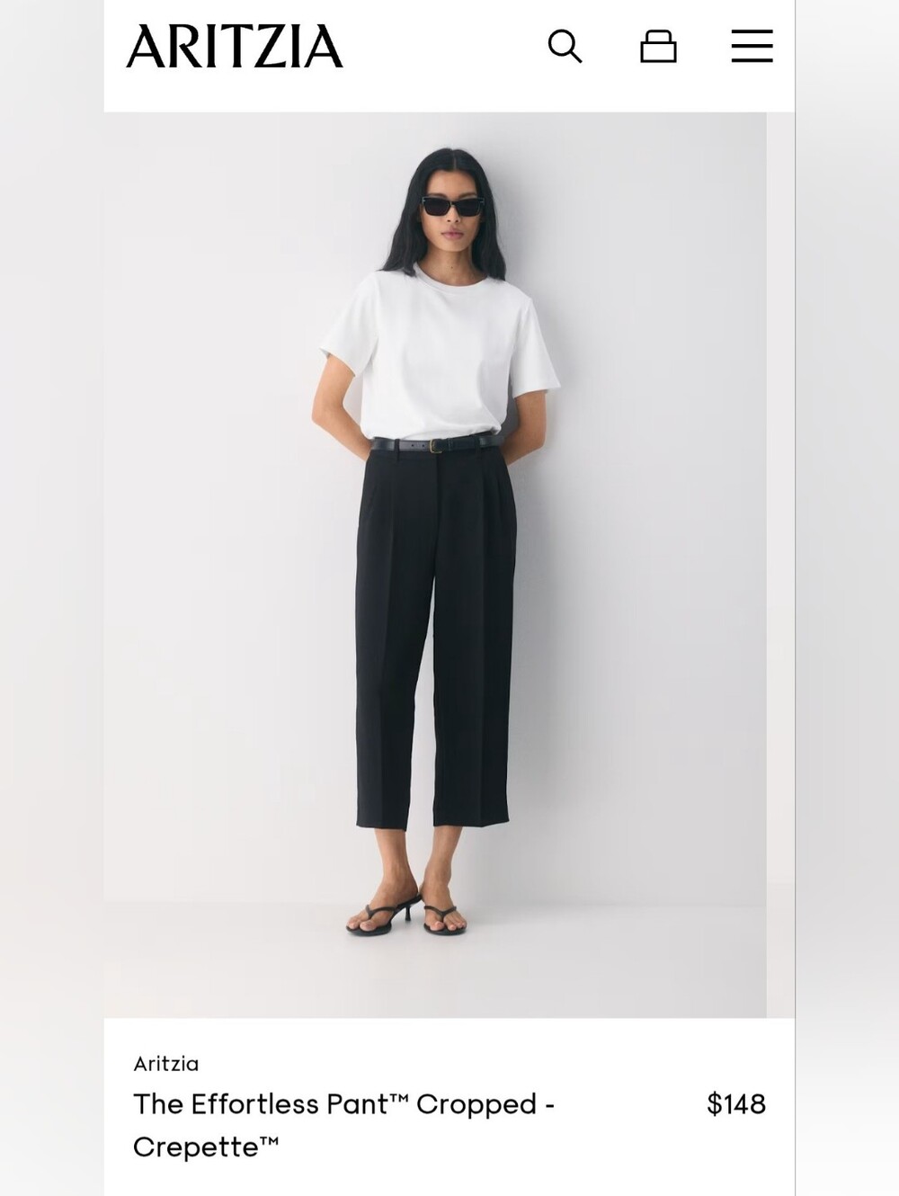 Aritzia Wilfred Effortless Pant Cropped Black Size 4 - Crepette